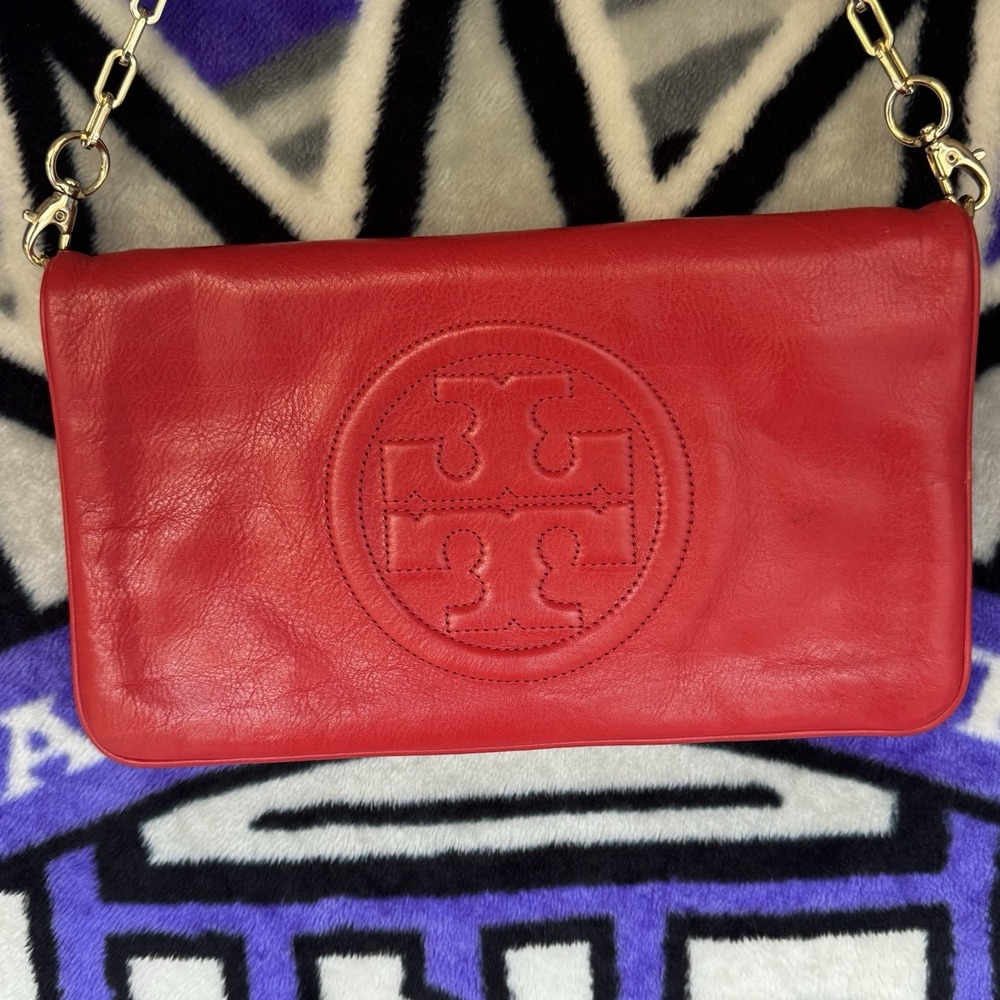 Tory Burch Red Bombe Reva Clutch - Picture 2 of 6